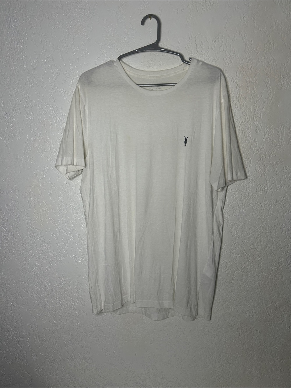 AllSaints White Short-Sleeve Crew Neck Tee with Small Chest Logo